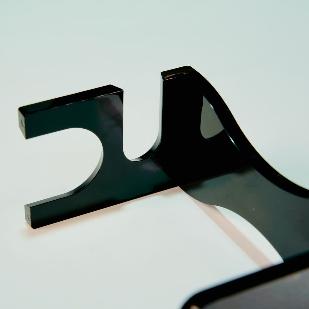 Acrylic Noir Grooming Shaving Kit Stand by Stuga: Sleek, handcrafted, sustainable display for brush, razor, and bowl.