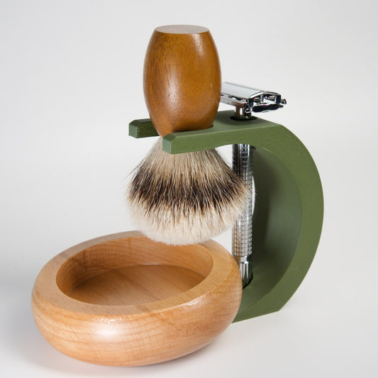 The Wave XL – Shaving Stand for Brush, Razor and Lather Bowl