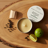 Stuga Australia Beard Styling Balm in open tin with sandalwood, black pepper, and lime scent, 50g