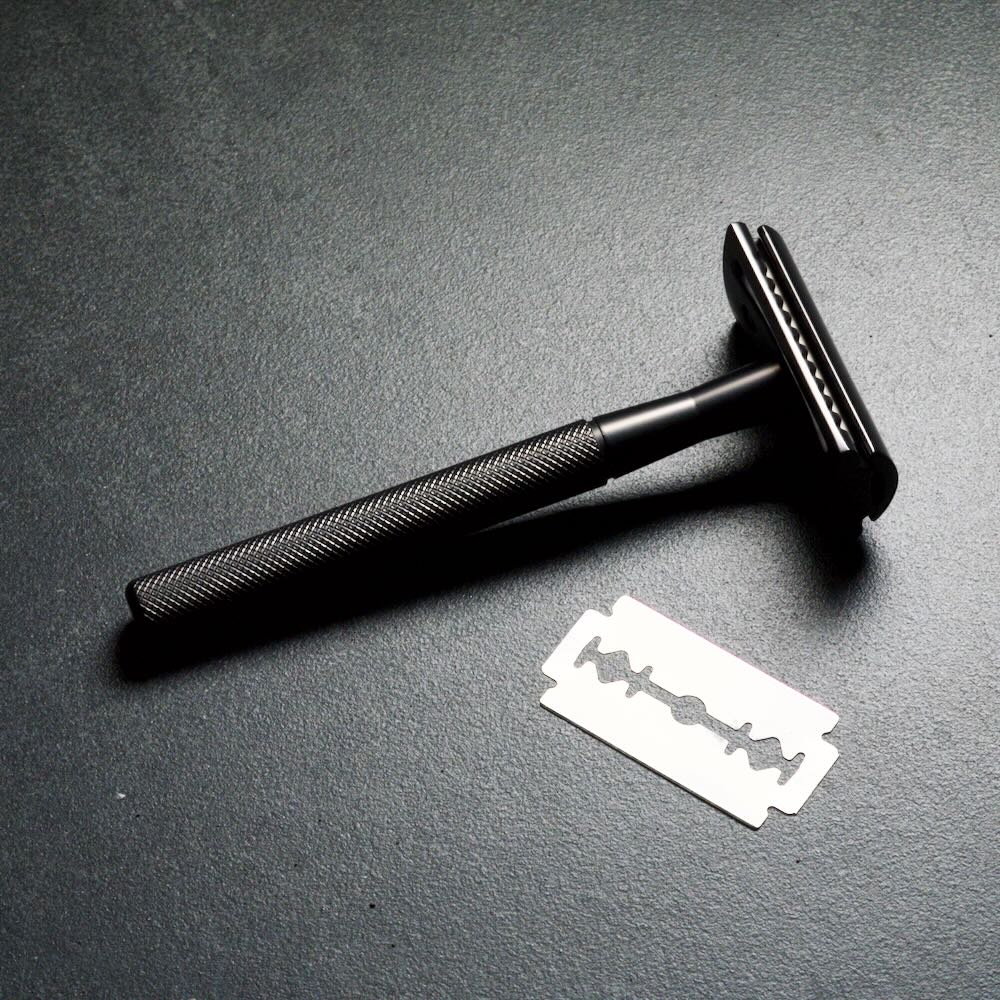 Matte black WÖLFE 97 double edge safety razor — forgiving weight makes it an ideal first razor when switching from cartridges.