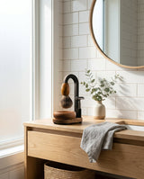 Premium wooden shaving kit on bathroom counter — Australian made by Stuga