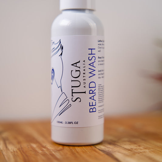 Image of Stuga Beard Wash, an Australian artisan product; natural and sustainable, designed for gentle and effective beard care.