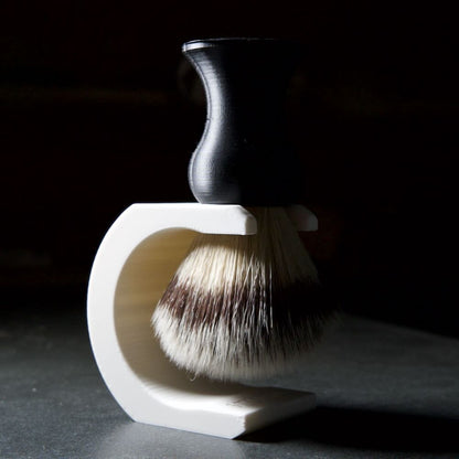 Alt text: "The Wave – Shaving Brush Stand by Stuga, a natural, handcrafted, sustainable Australian design for drying brushes upright."